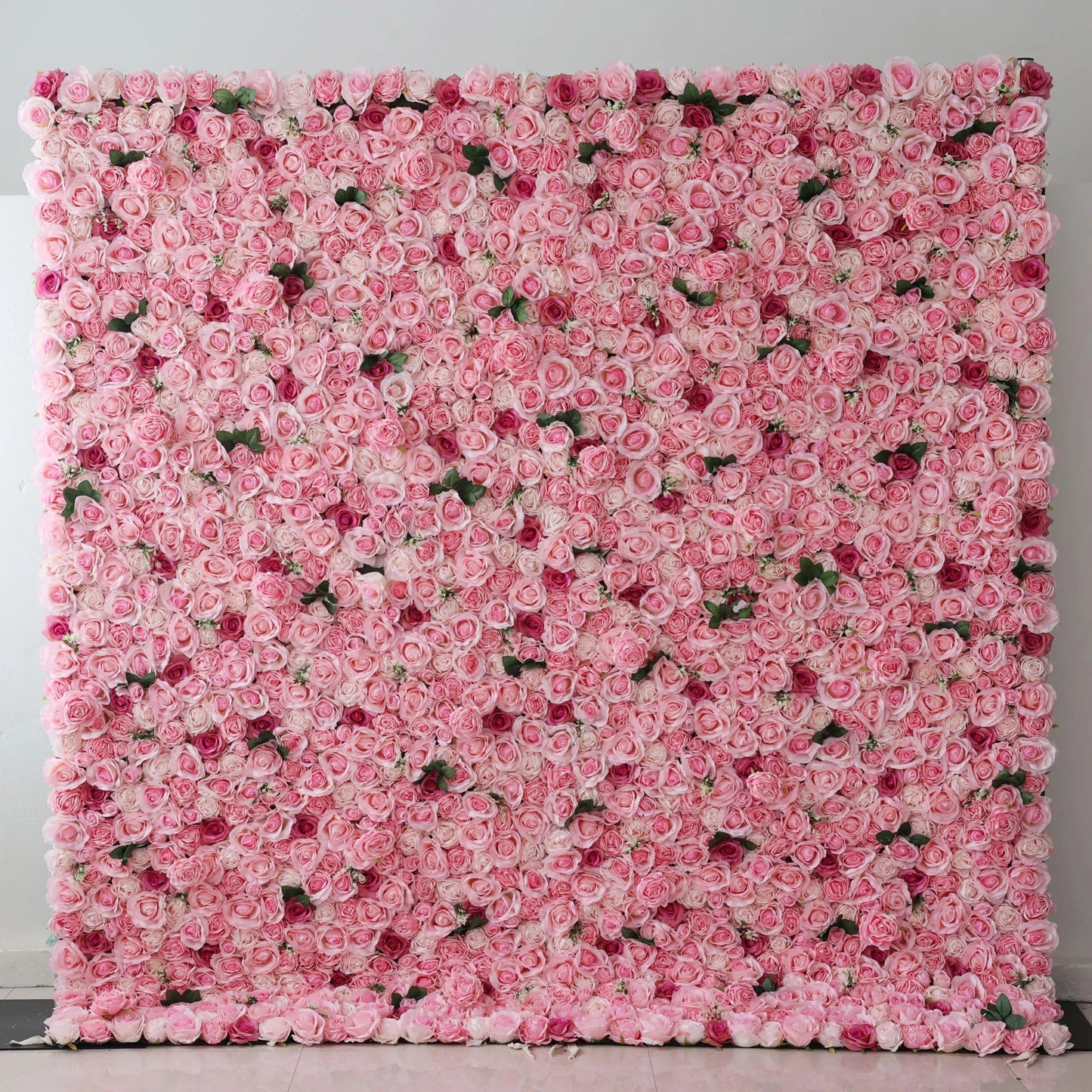 Roll Up Artificial Flower Wall Backdrop: Blushing Blooms - A Lush Panorama of Pure Pink Passion-VF-234