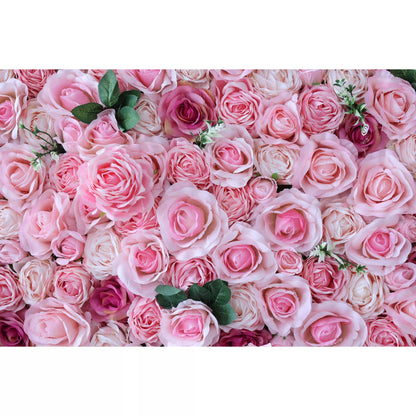 Roll Up Artificial Flower Wall Backdrop: Blushing Blooms - A Lush Panorama of Pure Pink Passion-VF-234