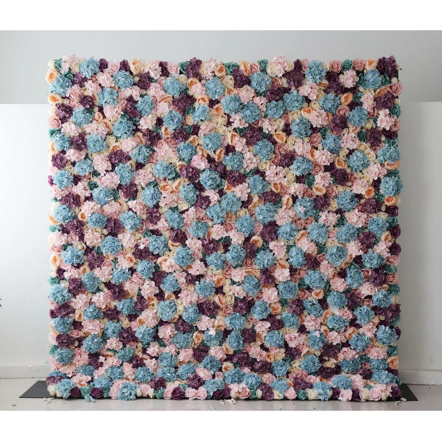 Roll Up Artificial Flower Wall Backdrop: Pastel Patchwork - A Mélange of Muted Hues for Enchanted Evenings-VF-235