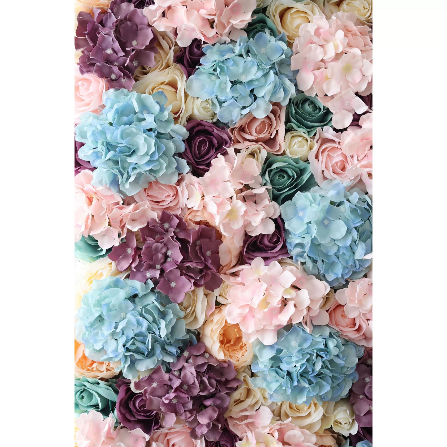 Roll Up Artificial Flower Wall Backdrop: Pastel Patchwork - A Mélange of Muted Hues for Enchanted Evenings-VF-235