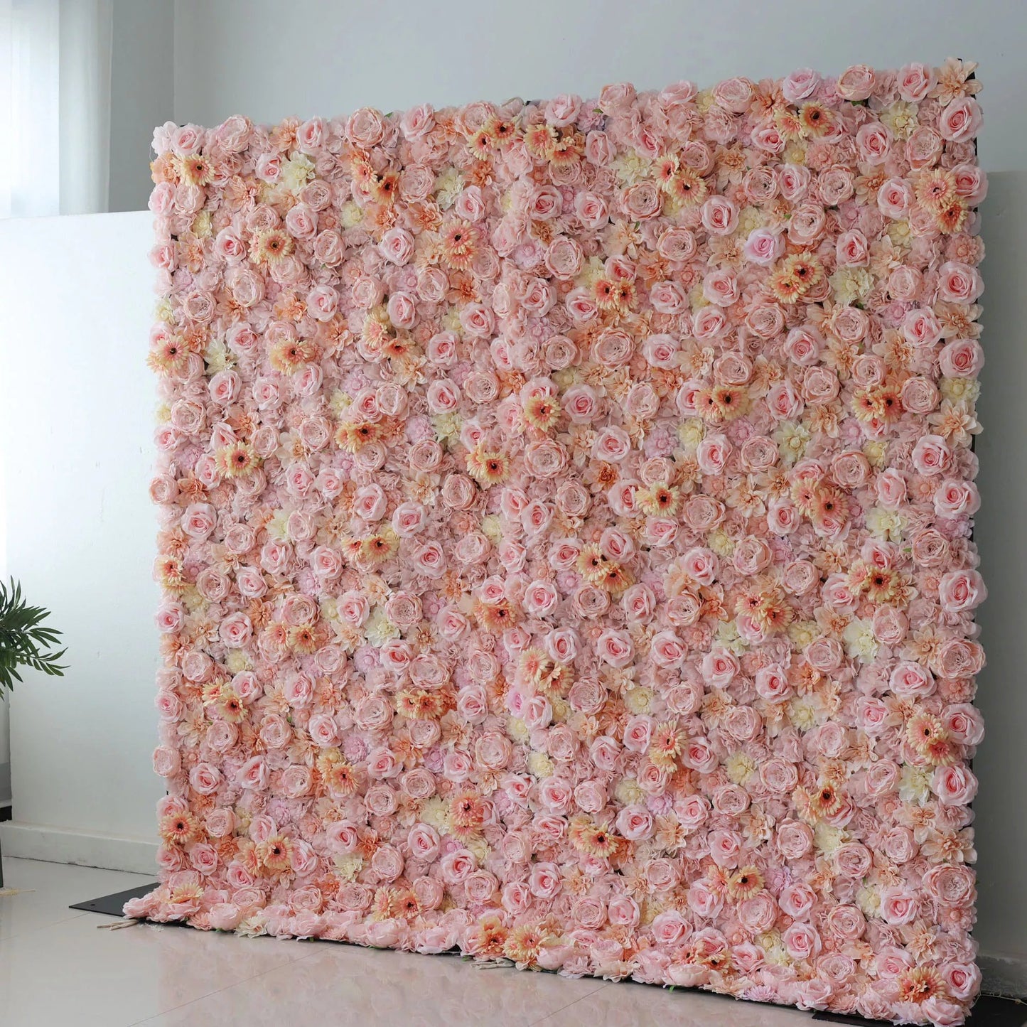 Roll Up Artificial Flower Wall Backdrop: Pastel Perfection - A Whimsical Wonderland of Soft Hues and Gentle Beauty-VF-238