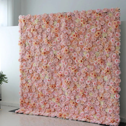 Roll Up Artificial Flower Wall Backdrop: Pastel Perfection - A Whimsical Wonderland of Soft Hues and Gentle Beauty-VF-238