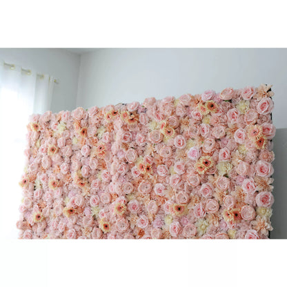 Roll Up Artificial Flower Wall Backdrop: Pastel Perfection - A Whimsical Wonderland of Soft Hues and Gentle Beauty-VF-238