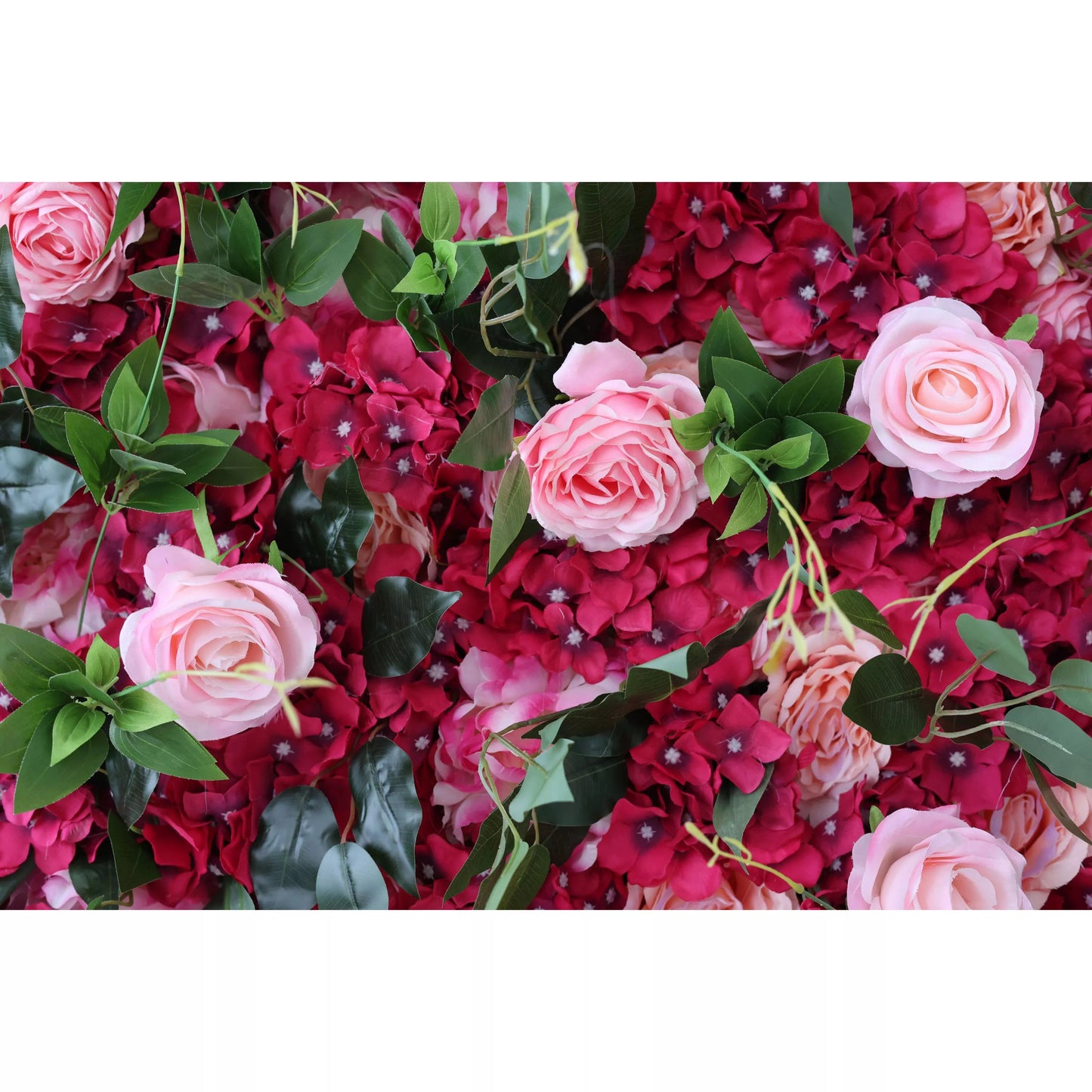 Roll Up Artificial Flower Wall Backdrop: Romantic Ruby - A Symphony of Passionate Petals for Memorable Moments-VF-236