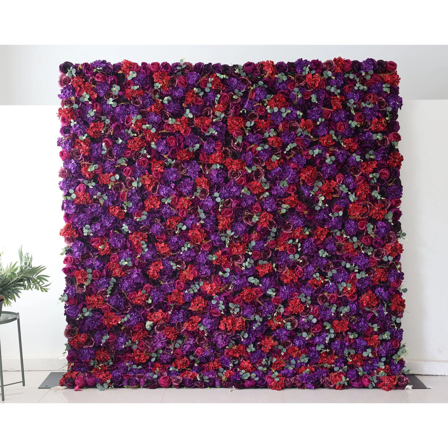 Roll Up Artificial Flower Wall Backdrop: Enchanted Twilight - Dive into a Dreamy Duet of Passion and Mystery-VF-237