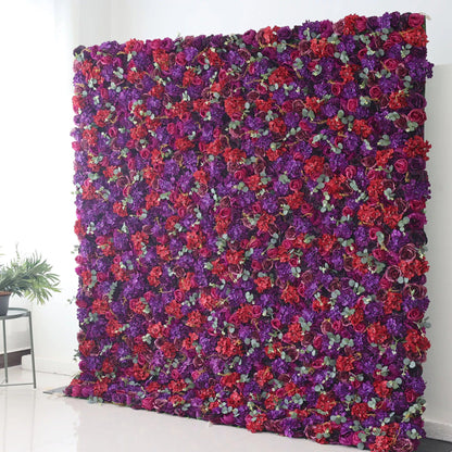 Roll Up Artificial Flower Wall Backdrop: Enchanted Twilight - Dive into a Dreamy Duet of Passion and Mystery-VF-237