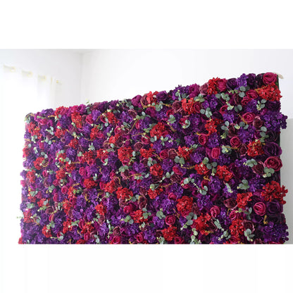 Roll Up Artificial Flower Wall Backdrop: Enchanted Twilight - Dive into a Dreamy Duet of Passion and Mystery-VF-237