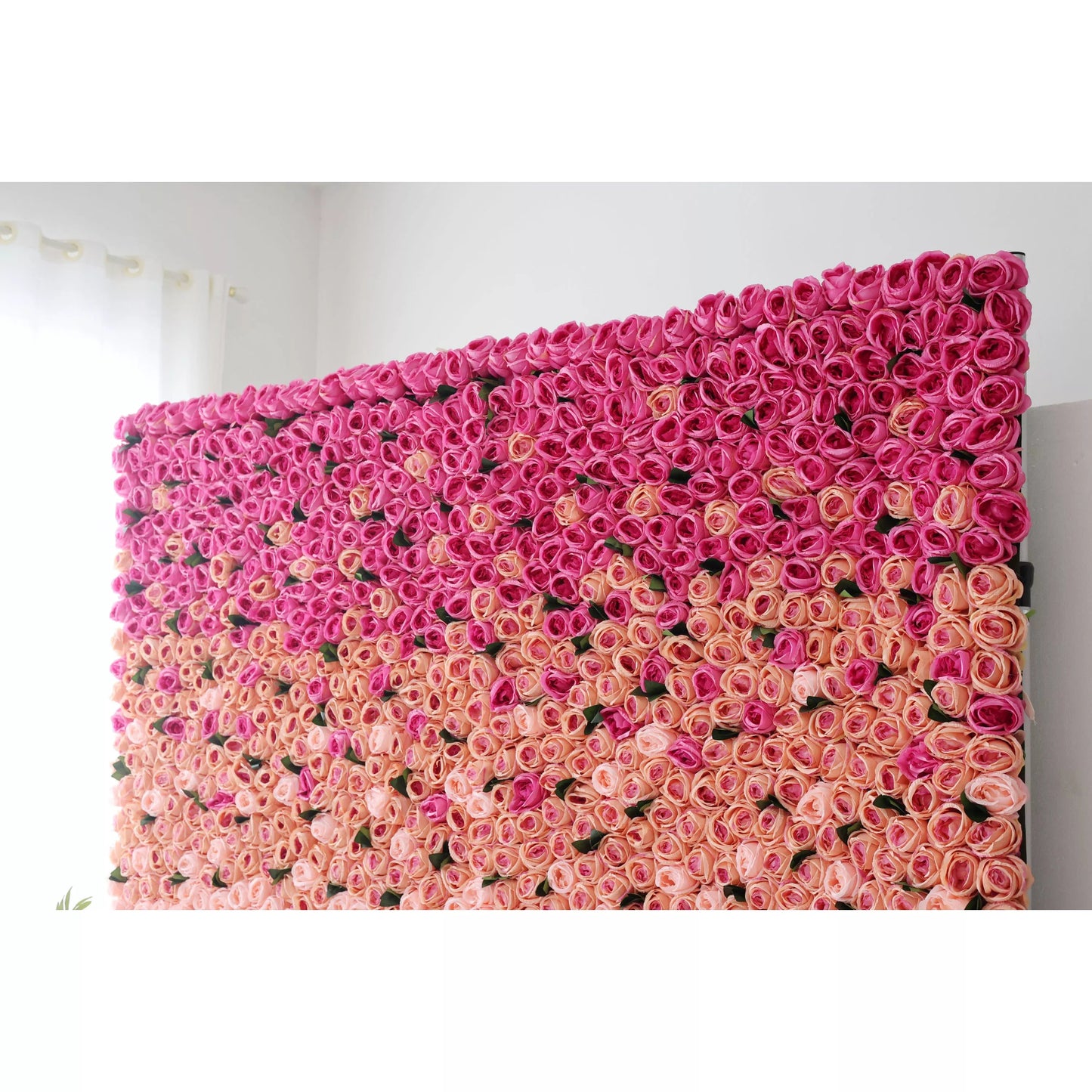 Roll Up Artificial Flower Wall Backdrop: Radiant Rose Gradient - A Passionate Palette from Vivid to Delicate-VF-239