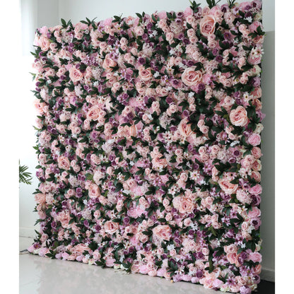 Roll Up Fabric Artificial Flower Wall Wedding Backdrop, Floral Party Decor, Event Photography-VF-028-2