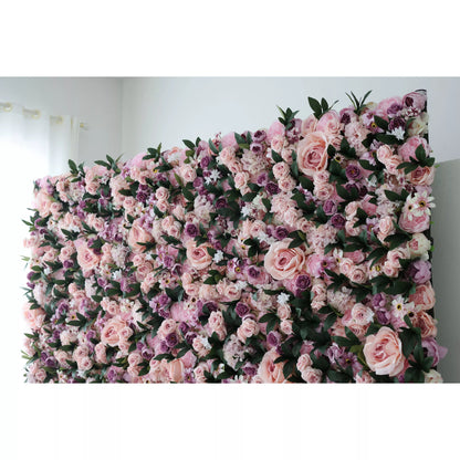 Roll Up Fabric Artificial Flower Wall Wedding Backdrop, Floral Party Decor, Event Photography-VF-028-2