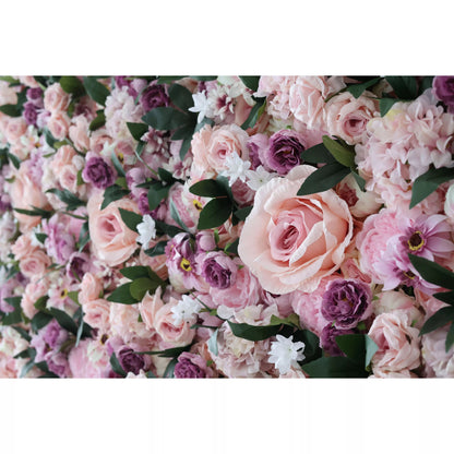 Roll Up Fabric Artificial Flower Wall Wedding Backdrop, Floral Party Decor, Event Photography-VF-028-2