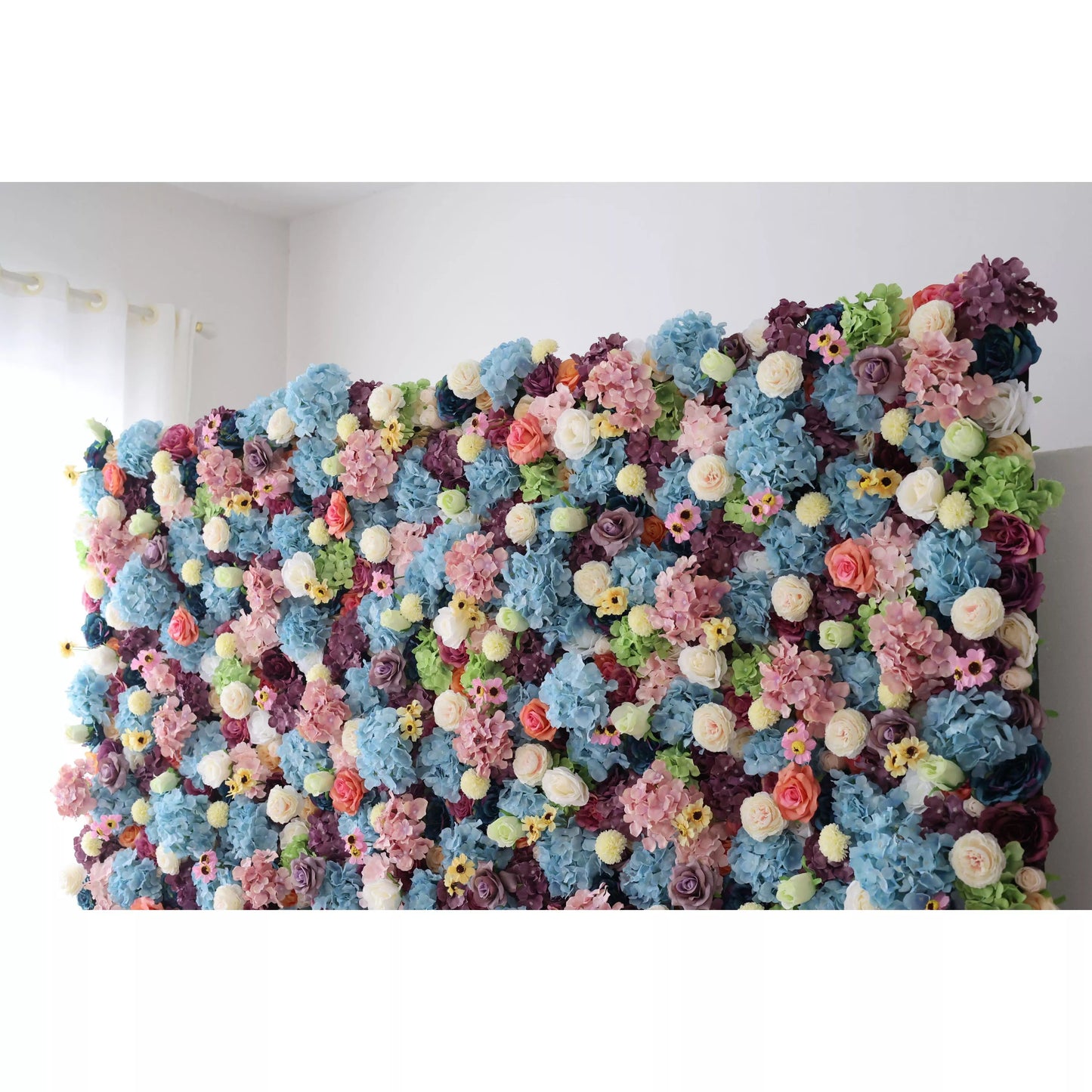 Flowers Artificial Floral Wall Backdrop: Pastel Dreams - A Mesmeric Mélange of Soft Hues-VF-242