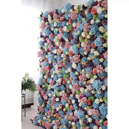 Flowers Artificial Floral Wall Backdrop: Pastel Dreams - A Mesmeric Mélange of Soft Hues-VF-242