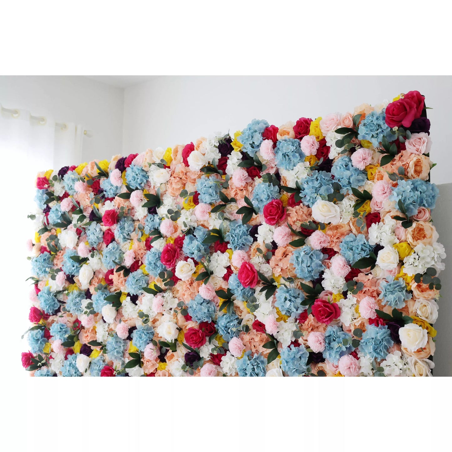 Flowers Artificial Floral Wall Backdrop: Blooming Spectrum - A Vibrant Symphony of Colors-VF-243