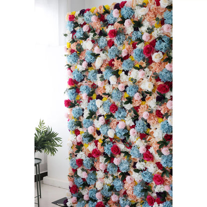 Flowers Artificial Floral Wall Backdrop: Blooming Spectrum - A Vibrant Symphony of Colors-VF-243