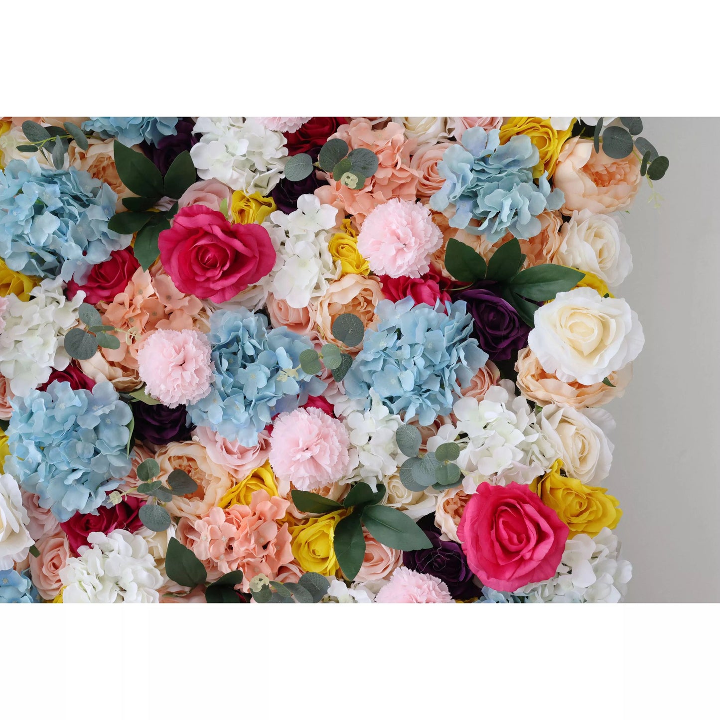 Flowers Artificial Floral Wall Backdrop: Blooming Spectrum - A Vibrant Symphony of Colors-VF-243