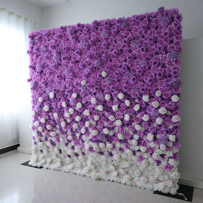 Roll Up Fabric Artificial Flower Wall Wedding Backdrop, Floral Party Decor, Event Photography-VF-314