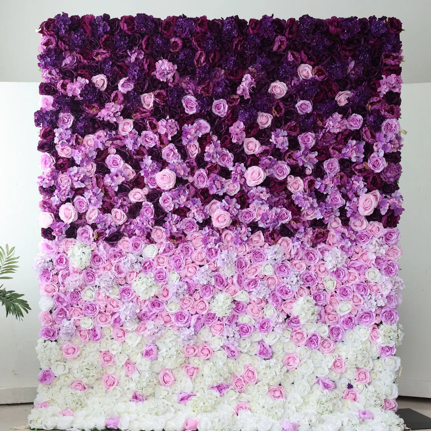 Flowers Artificial Floral Wall Backdrop: Purple Passion - A Symphony of Lavender and Rose-VF-254