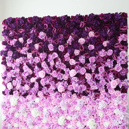 Flowers Artificial Floral Wall Backdrop: Purple Passion - A Symphony of Lavender and Rose-VF-254