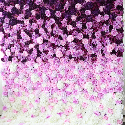 Flowers Artificial Floral Wall Backdrop: Purple Passion - A Symphony of Lavender and Rose-VF-254