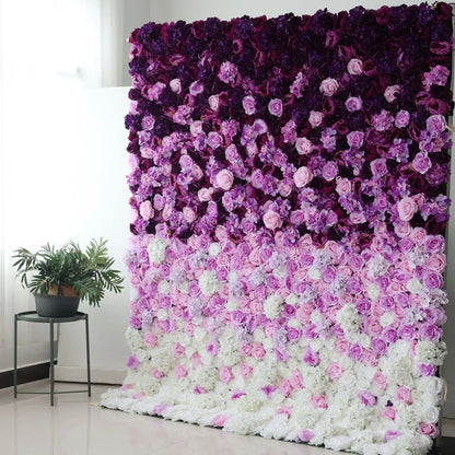 Flowers Artificial Floral Wall Backdrop: Purple Passion - A Symphony of Lavender and Rose-VF-254