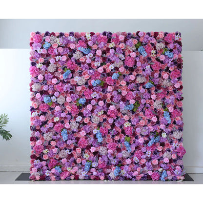 Flowers Artificial Floral Wall Backdrop: Mesmerizing Magenta Medley - Dive into a Dreamy Delight of Purples and Pinks-VF-246