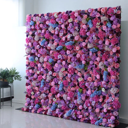 Flowers Artificial Floral Wall Backdrop: Mesmerizing Magenta Medley - Dive into a Dreamy Delight of Purples and Pinks-VF-246