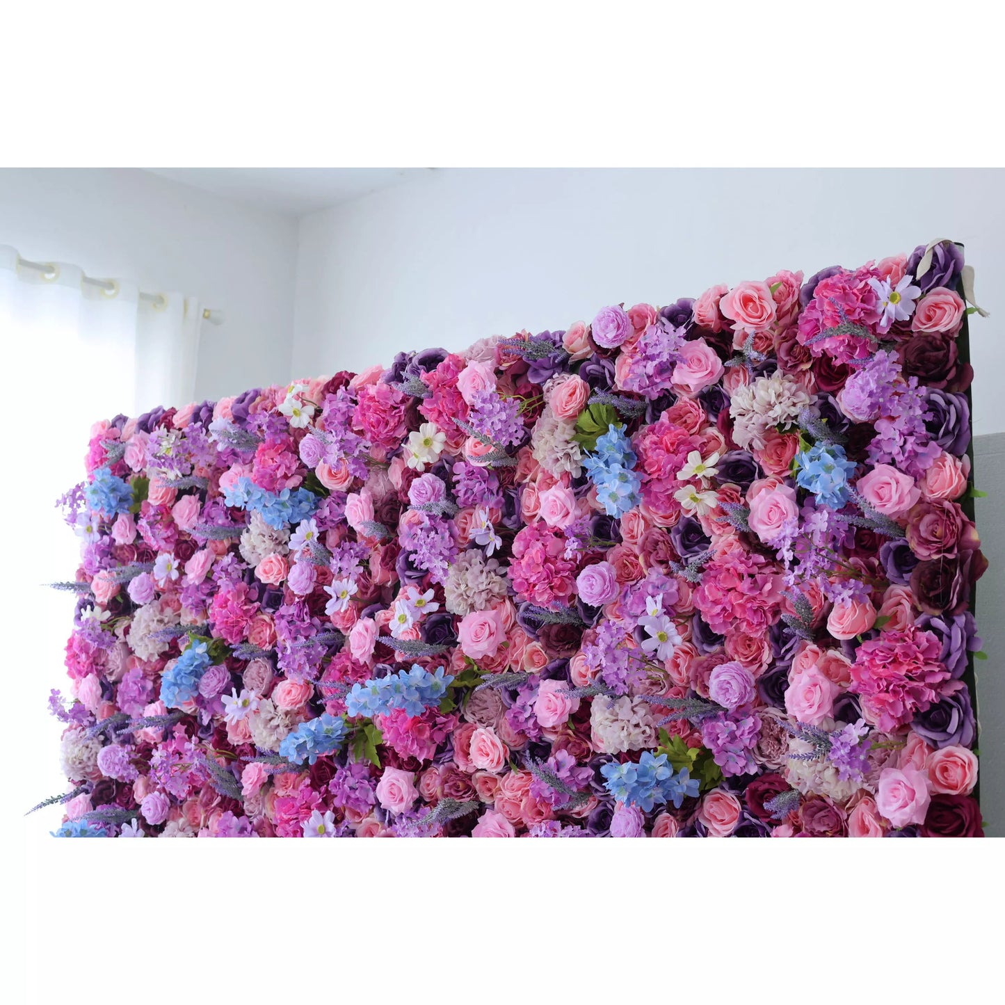 Flowers Artificial Floral Wall Backdrop: Mesmerizing Magenta Medley - Dive into a Dreamy Delight of Purples and Pinks-VF-246