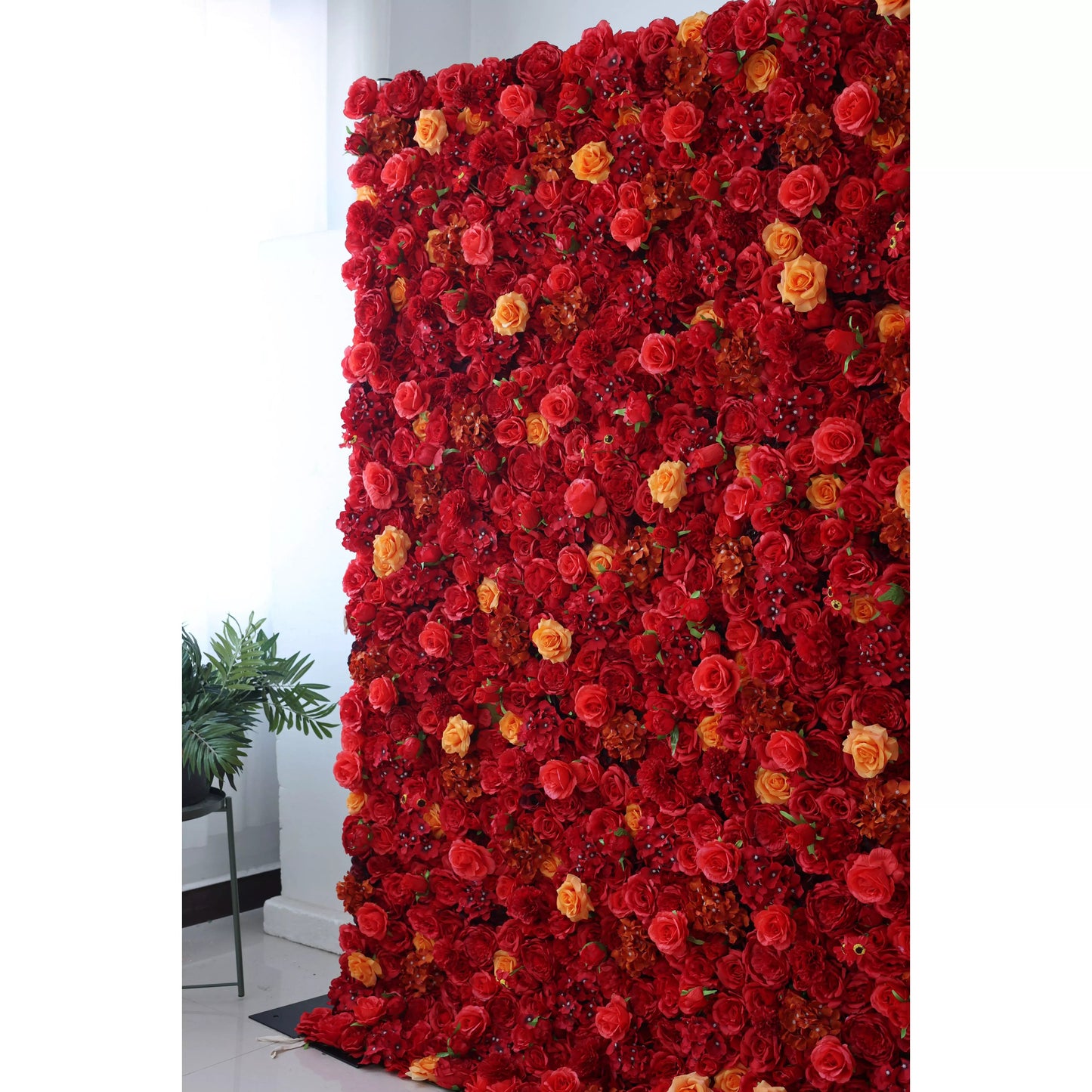 Flowers Artificial Floral Wall Backdrop: Radiant Red Resplendence - The Passionate Pinnacle of Floral Elegance-VF-245