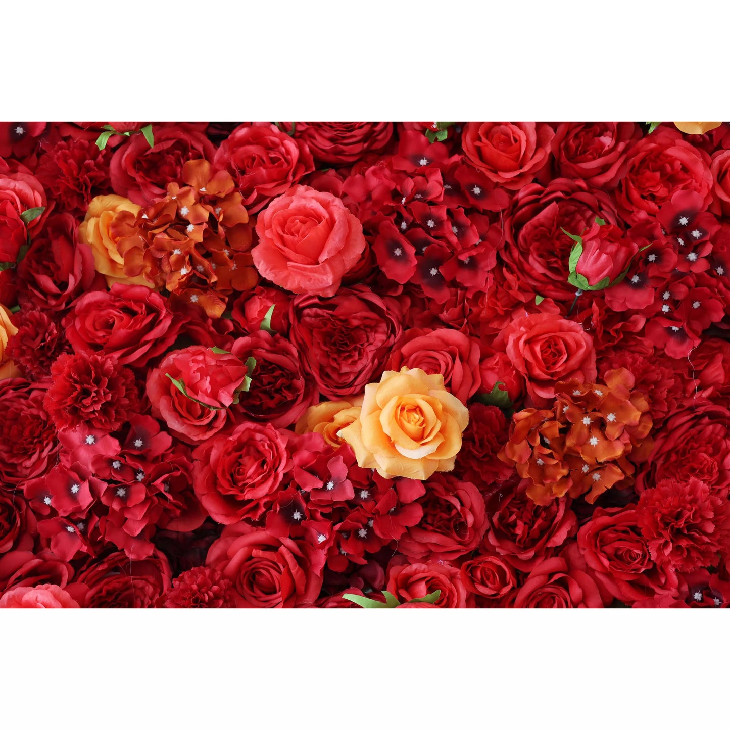 Flowers Artificial Floral Wall Backdrop: Radiant Red Resplendence - The Passionate Pinnacle of Floral Elegance-VF-245