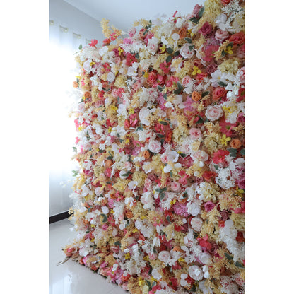 Roll Up Fabric Artificial Flower Wall Wedding Backdrop, Floral Party Decor, Event Photography-VF-336