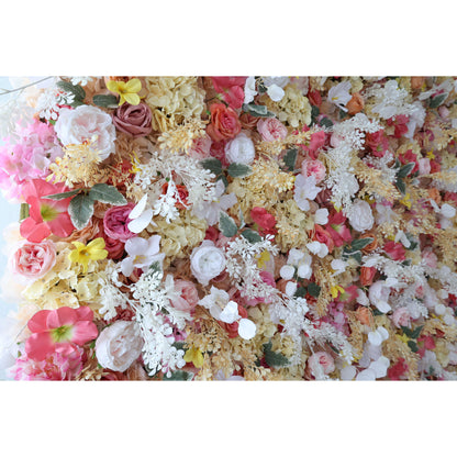 Roll Up Fabric Artificial Flower Wall Wedding Backdrop, Floral Party Decor, Event Photography-VF-336