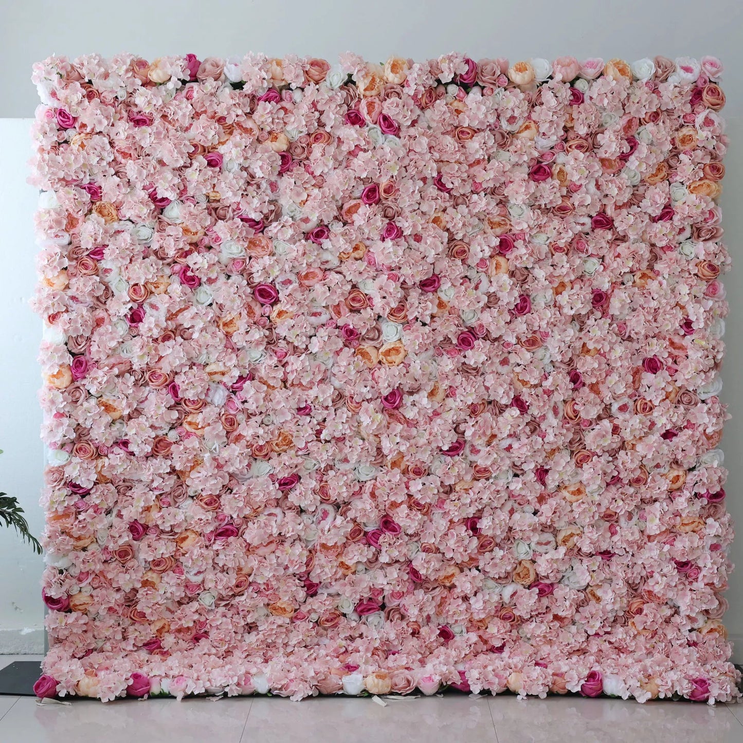 Flowers Artificial Floral Wall Backdrop: Pink Paradise - An Enchanting Sea of Softness-VF-244