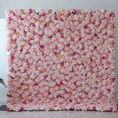 Flowers Artificial Floral Wall Backdrop: Pink Paradise - An Enchanting Sea of Softness-VF-244