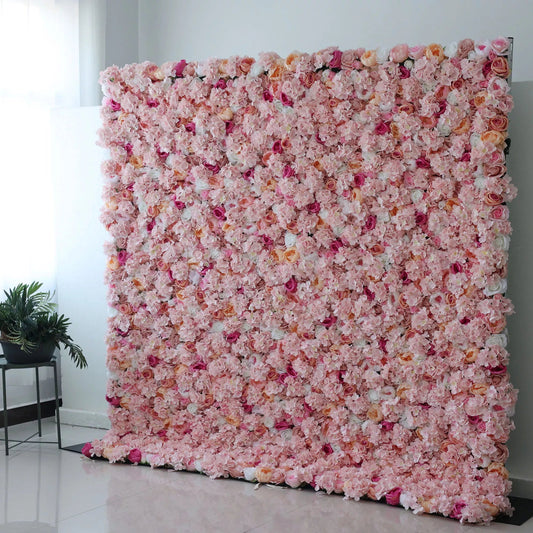 Flowers Artificial Floral Wall Backdrop: Pink Paradise - An Enchanting Sea of Softness-VF-244