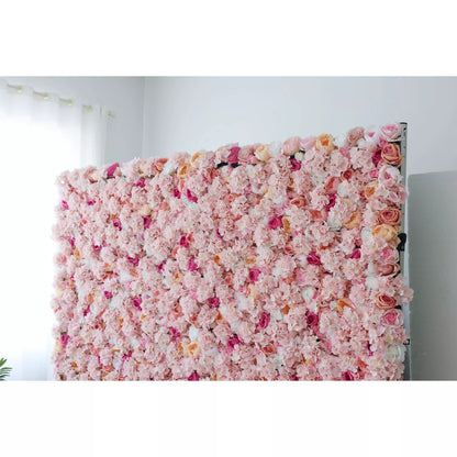 Flowers Artificial Floral Wall Backdrop: Pink Paradise - An Enchanting Sea of Softness-VF-244