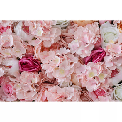 Flowers Artificial Floral Wall Backdrop: Pink Paradise - An Enchanting Sea of Softness-VF-244