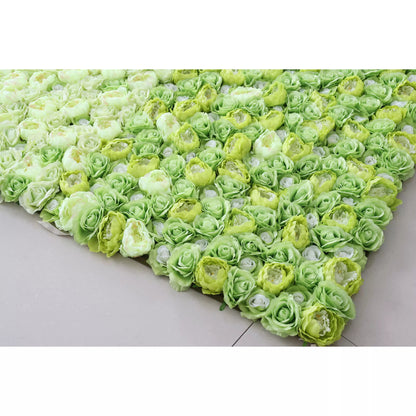 Flowers Artificial Floral Wall Backdrop: Serene Spring Gradient - A Gentle Transition from Lime Lush to Crystal Clear-VF-249