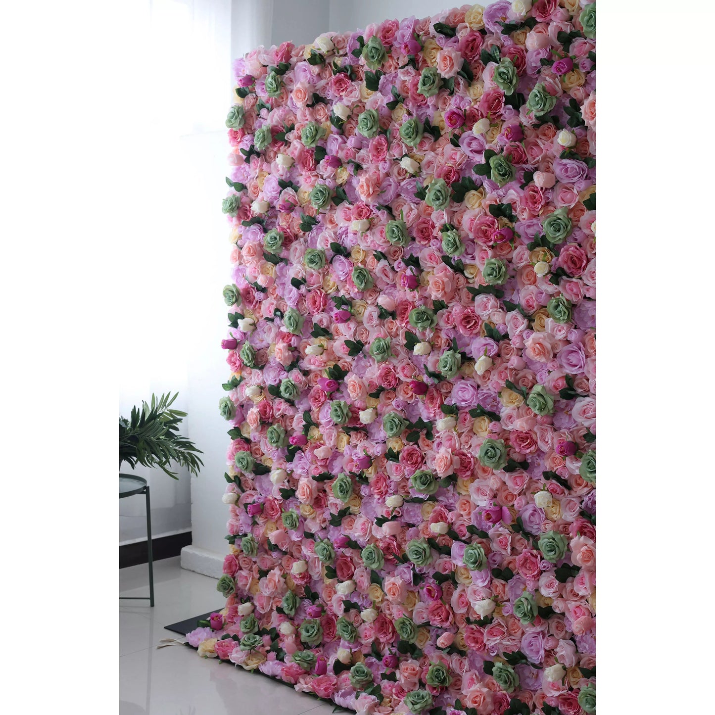 Roll Up Fabric Artificial Flower Wall Wedding Backdrop, Floral Party Decor, Event Photography-VF-022