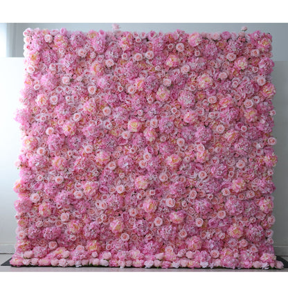 Roll Up Fabric Artificial Flower Wall Wedding Backdrop, Floral Party Decor, Event Photography-VF-337