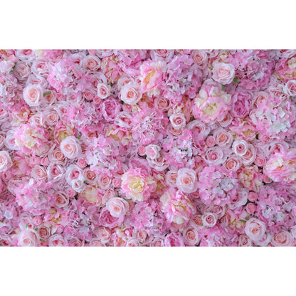 Roll Up Fabric Artificial Flower Wall Wedding Backdrop, Floral Party Decor, Event Photography-VF-337