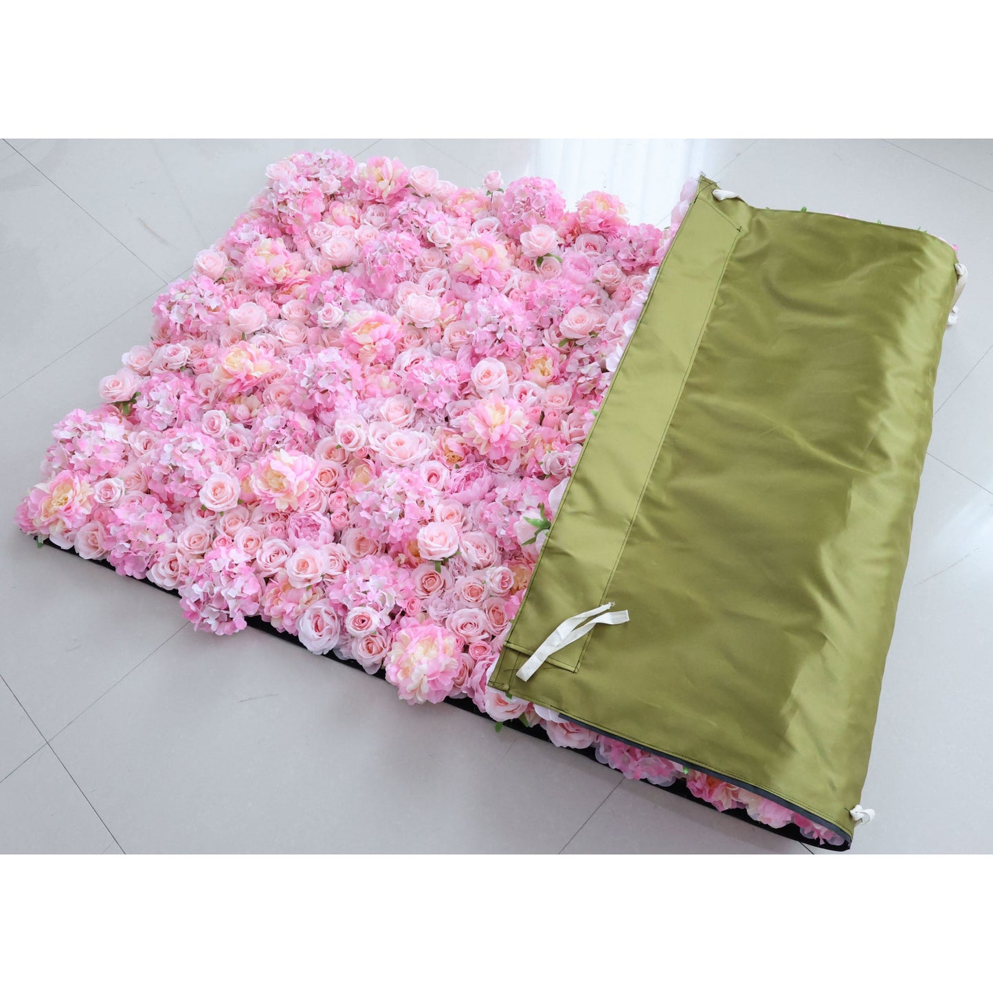 Roll Up Fabric Artificial Flower Wall Wedding Backdrop, Floral Party Decor, Event Photography-VF-337