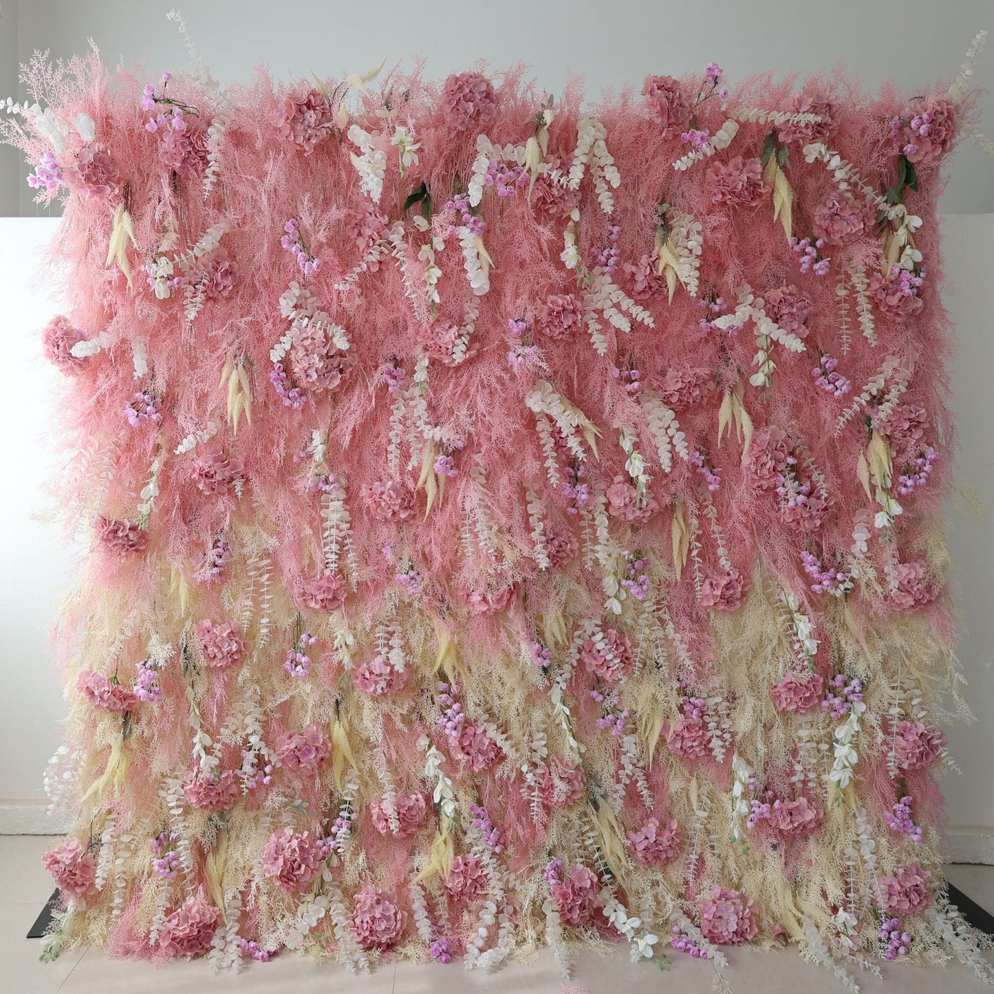 Roll Up Fabric Artificial Flower Wall Wedding Backdrop, Floral Party Decor, Event Photography-VF-316