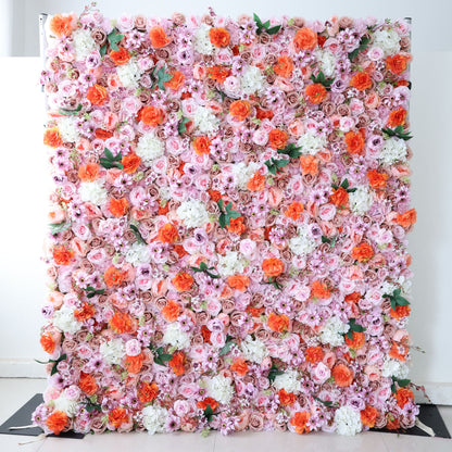 Roll Up Fabric Artificial Flower Wall Wedding Backdrop, Floral Party Decor, Event Photography-VF-317