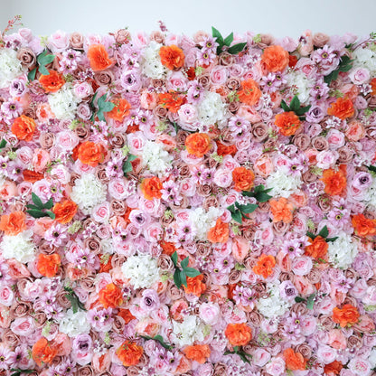 Roll Up Fabric Artificial Flower Wall Wedding Backdrop, Floral Party Decor, Event Photography-VF-317