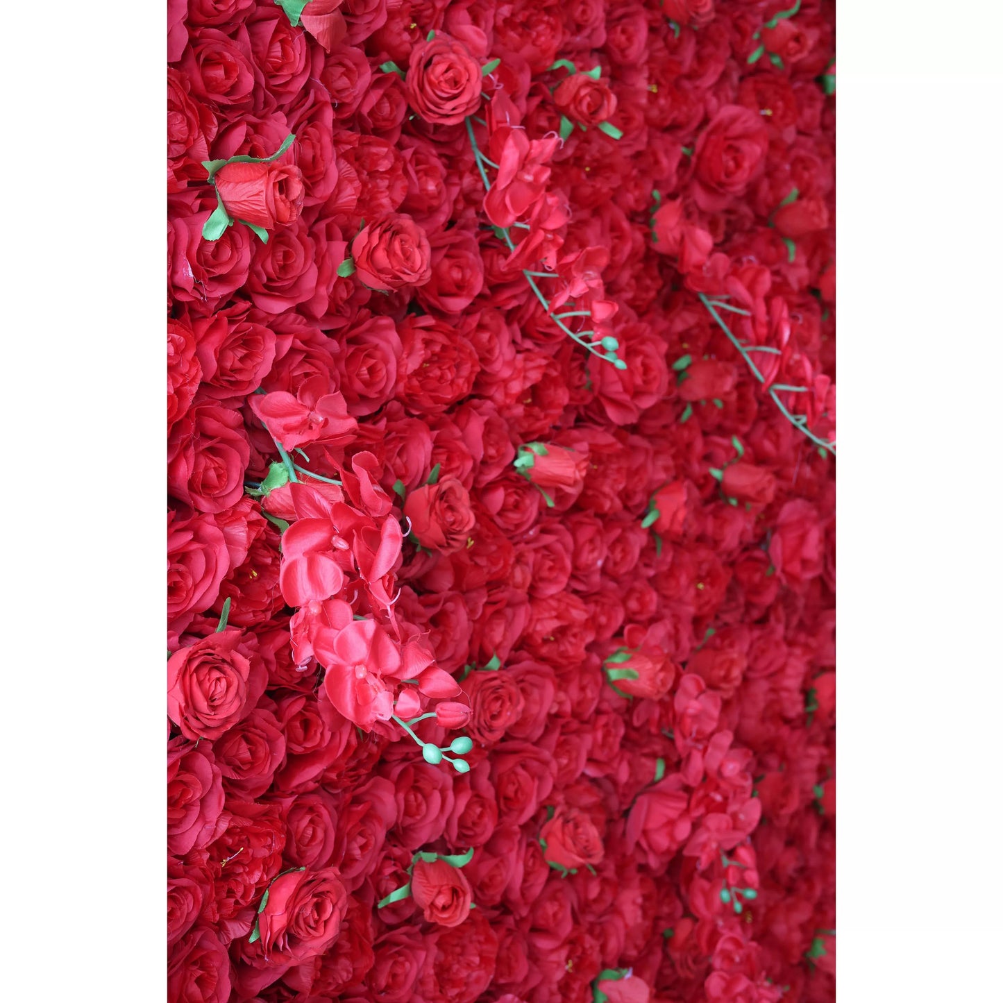 Roll Up Fabric Artificial Vivid Red Flower Wall Wedding Backdrop, Floral Party Decor, Event Photography-VF-050