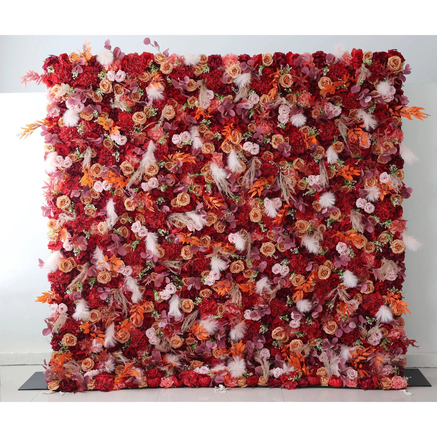 Flowers Artificial Floral Wall Backdrop: Fiery Florals - Passion's Palette & Feathers' Fantasy-VF-251