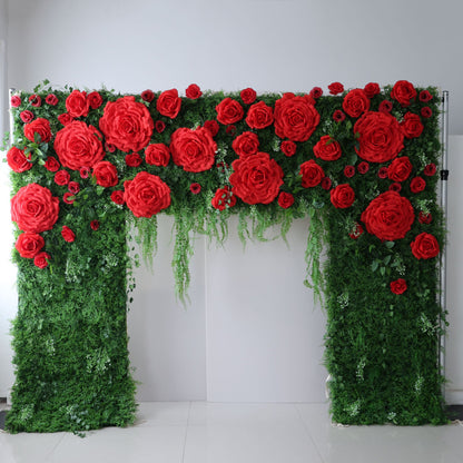 Roll Up Fabric Artificial Flower Wall Wedding Backdrop, Floral Party Decor, Event Photography-VF-318