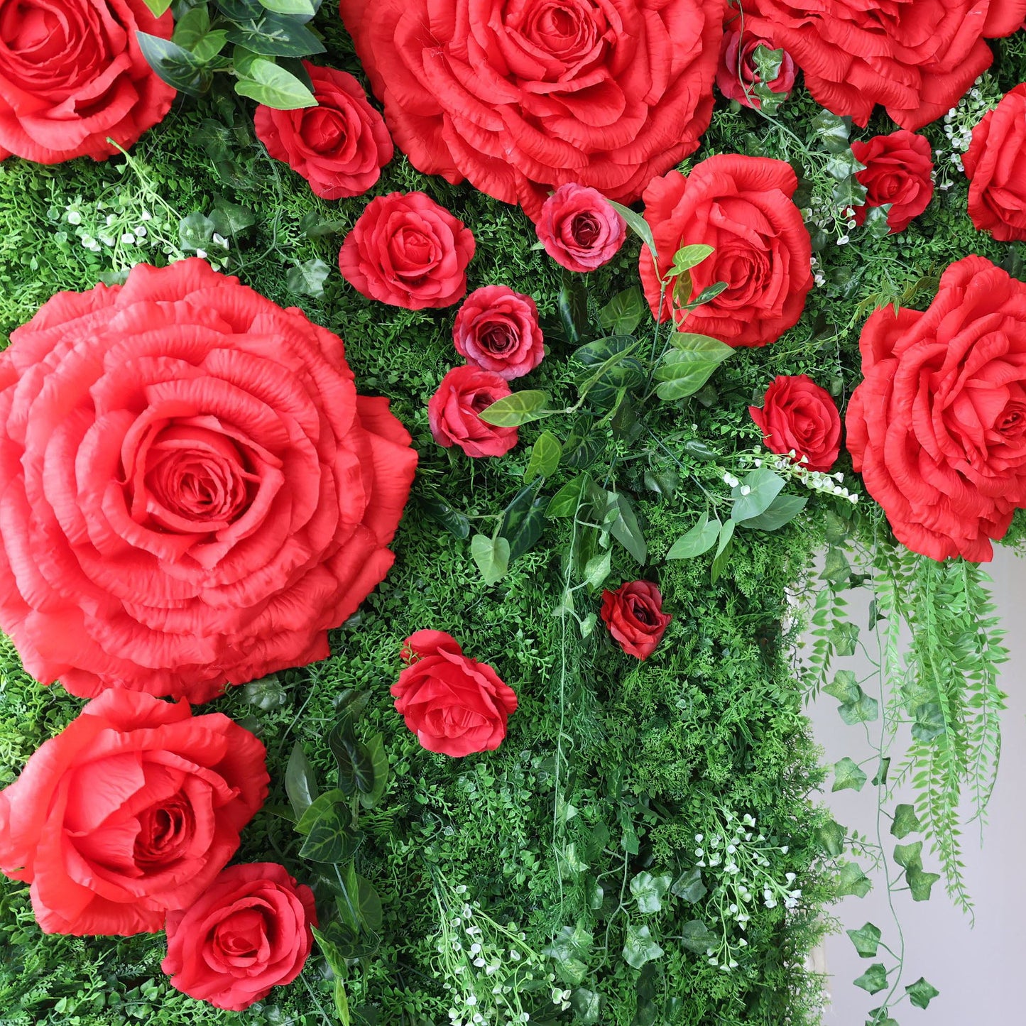 Roll Up Fabric Artificial Flower Wall Wedding Backdrop, Floral Party Decor, Event Photography-VF-318