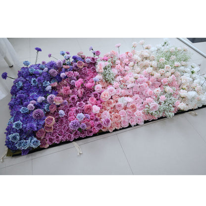 Roll Up Fabric Artificial Flower Wall Wedding Backdrop, Floral Party Decor, Event Photography-VF-340